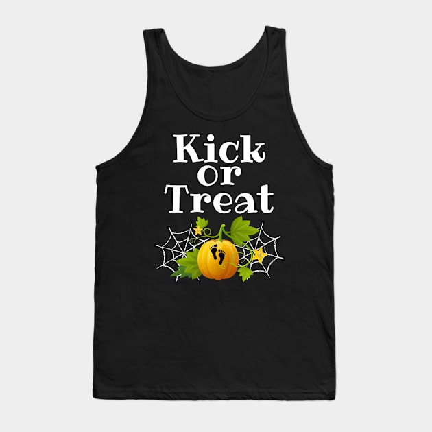 Kick or treat Halloween Pregnancy Tank Top by JustBeSatisfied